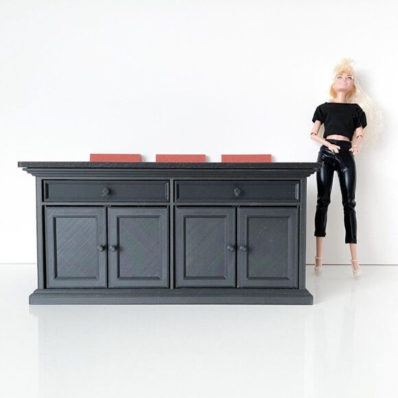 Barbie Integrity Doll Black Kitchen Island 1:6 Scale 3 Matched Chairs 3D Printed - Picture 13 of 13
